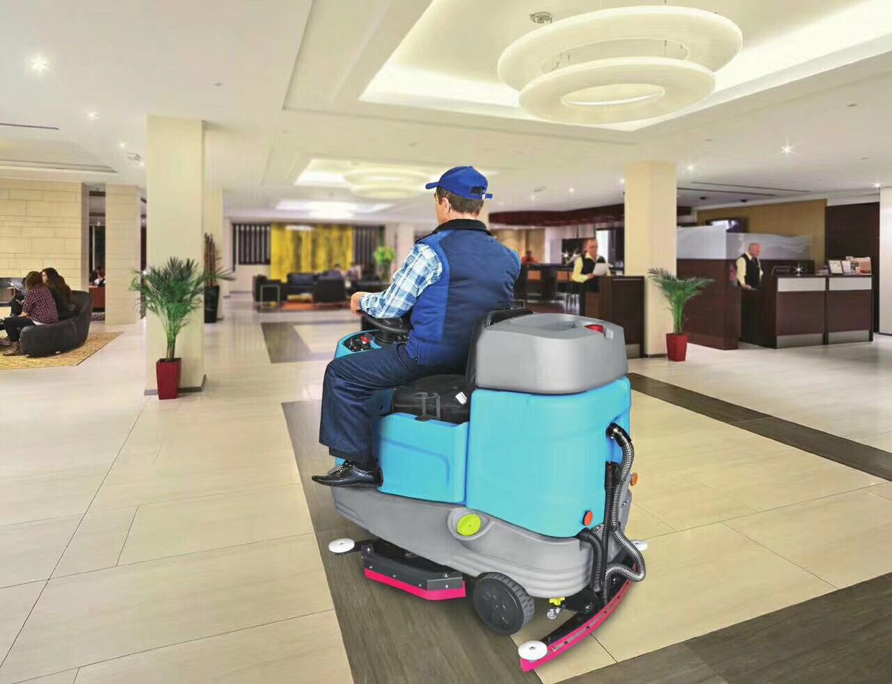 地下停車場(chǎng)環(huán)氧地坪清潔交給駕駛式洗地機(jī)